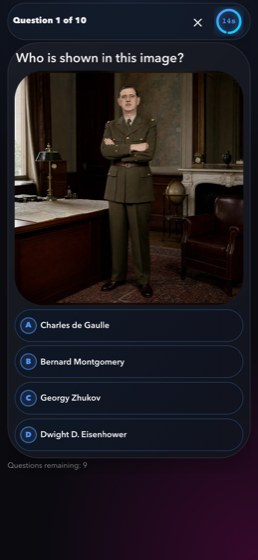 Trivia Blitz gameplay screen showing a timed trivia question